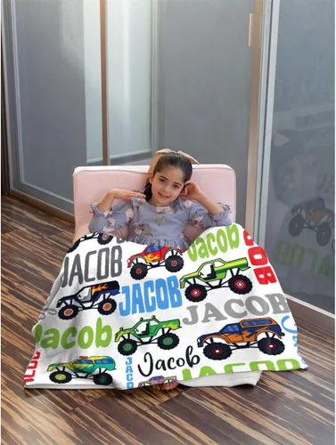 Vista 107 de Manta de bebé con texto en inglés «Just A Boy Who Loves Trucks» para niños y niñas, manta súper suave para envolver al recién nacido, acogedora