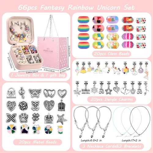 Vista 4 de UFU Kit de fabricación de pulseras con dijes, kit de fabricación de joyas, regalo para niñas de 5, 6, 7, 8 a 12, un dulce regalo de cumpleaños