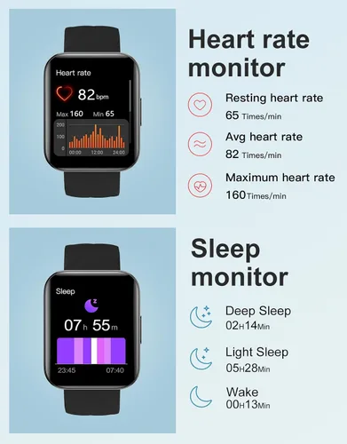 Vista 3 de Relojes inteligentes para hombres y mujeres (respuestas/hacer llamadas) compatibles con teléfonos iPhone Android, reloj inteligente de 1.85 Negro