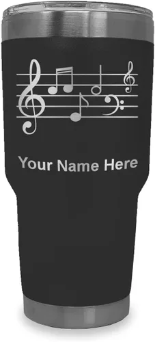 Vista 32 de LaserGram Vaso aislado al vacío de 20 onzas, personal de música, grabado personalizado incluido (negro)