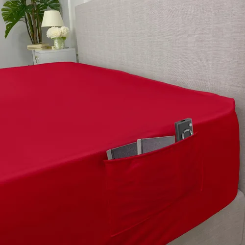 Vista 5 de Ambesonne Sábana bajera ajustable con bolsillo lateral, paquete de 2, moderna funda de cama de color sólido con bolsillo profundo elástico completo