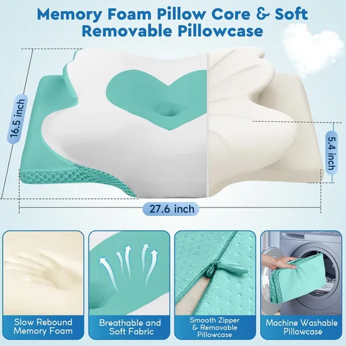 Vista 2 de CushZone Almohada Cervical para el Cuello, Almohadas de Espuma Viscoelástica de Soporte para el Cuello para Dormir, Almohada de Hombro para Personas
