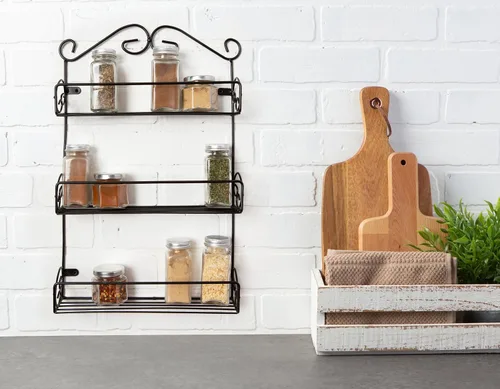 Vista 8 de Almacenador de cocina y despensa de metal Home Traditions., especiero de 3 niveles
