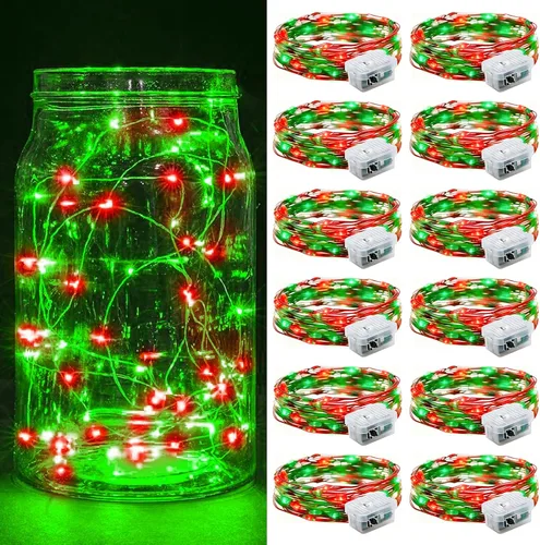 Vista 29 de Paquete de 6 luces de hadas a pilas con temporizador remoto, 8 modos de iluminación, 7 pies, 20 luces LED impermeables para Halloween, Navidad