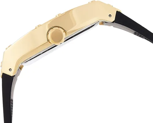 Vista 3 de GUESS US Men's Black and Gold-Tone Square Multifunction Watch, one