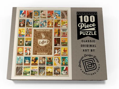 Vista 4 de MyPuzzle Coffee Collection: Impresión Multi-Imagen, Póster Vintage - Rompecabezas Premium de 100 Piezas para Adultos