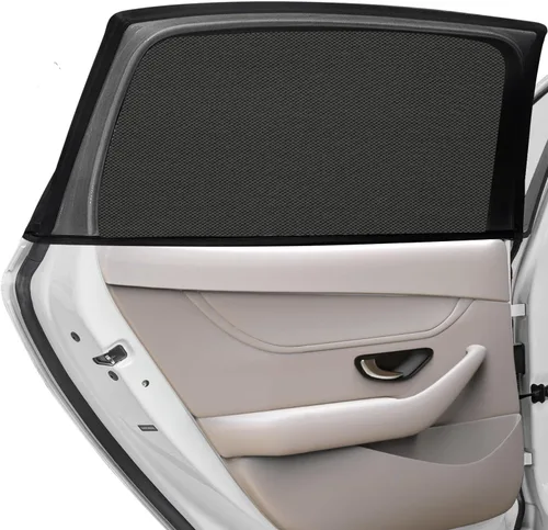 Vista 8 de Sombras para ventanas laterales traseras de auto para autos pequeños y medianos, juego de 2 protectores solares elásticos y transpirables con malla