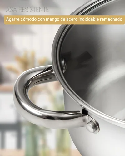 Vista 5 de Cook N Home 02401 Ollas multiuso de acero inoxidable con fondo encapsulado de 4 cuatro piezas, 8 cuartos de galón Steamer Basket, Pasta Strainer
