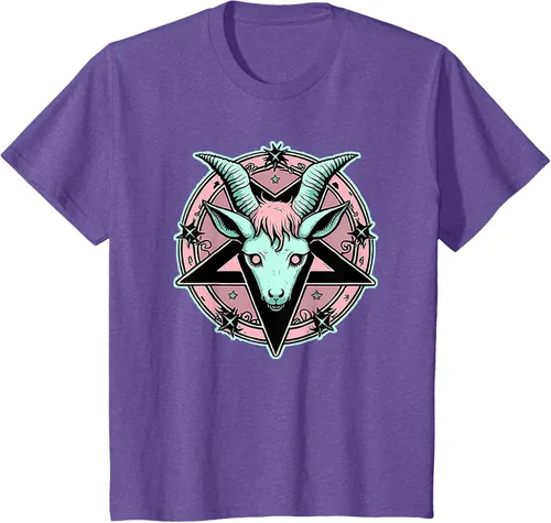 Vista 37 de Camiseta Kawaii Paste Creepy Goat Pentacle, Negro