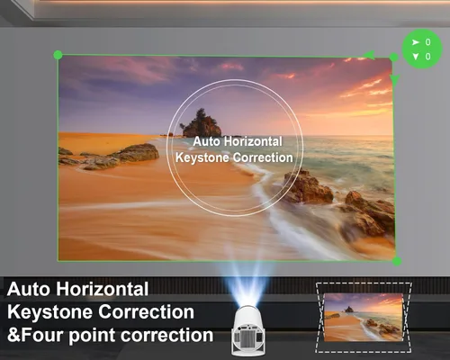 Vista 4 de Magcubic Mini proyector portátil – Soporte 4K y 1080P, WiFi6 y Bluetooth 5.4, Android 14, corrección horizontal automática, 180 rotativo, película