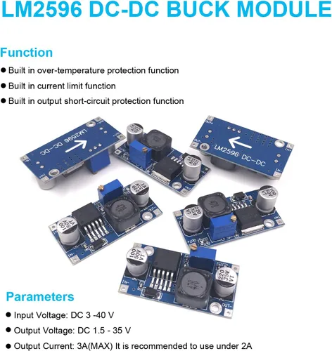 Vista 2 de Paquete de 10 LM2596 DC-DC Buck Convertidor Step Down Módulo Fuente de alimentación Salida DIP 1.25V-30V 3A