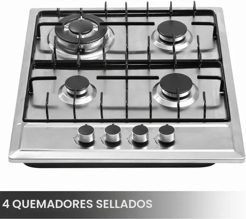 Vista 3 de Cocina de gas integrada de 24"x20" de 4 quemadores de acero inoxidable con kit de conversión NG/LPG, protección de termopar y fácil de limpiar