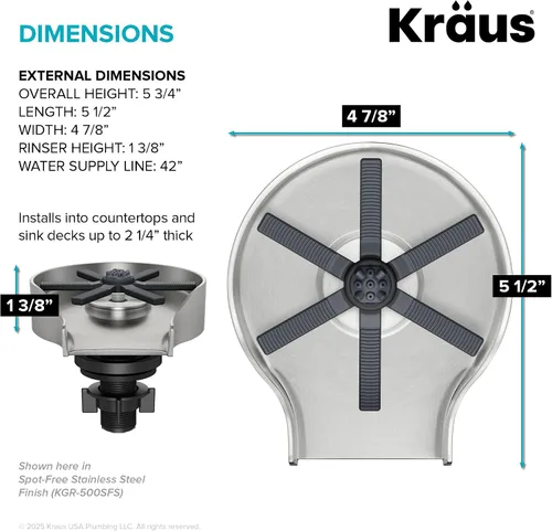 Vista 4 de KRAUS CleanMate Enjuagadora de Vasos para Lavabo de Cocina en Acabado de Color Negro Mate, KGR-500MB