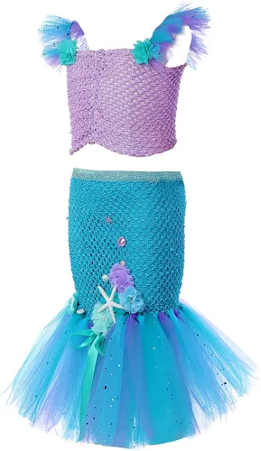 Vista 2 de Tutu Dreams Vestido de sirena para niñas, cumpleaños, fiesta de Halloween, ropa, regalos