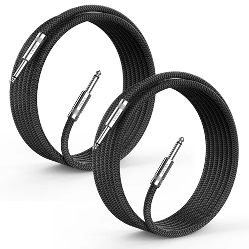 Vista 19 de Paquete de 2 cables de guitarra de 6 pies - Cable de instrumento recto de un cuarto de pulgada, cable de guitarra eléctrica, cables de guitarra