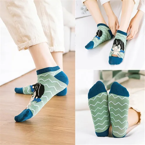 Vista 4 de Calcetines de anime para mujer, calcetines lindos de 5 paresjuego, M