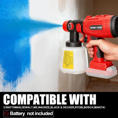 Vista 7 de Pulverizador de pintura inalámbrico para batería de 20V de Craftsman, pistola de pintura manual con 3 patrones de pulverización y 4 boquillas, ideal