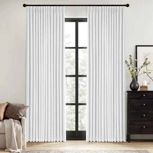 Vista 43 de MIULEE - Cortinas de lino beige con pliegues a presión 100% opacas para dormitorio, cortinas de ventana con memoria y bloqueo de luz para oscurecer