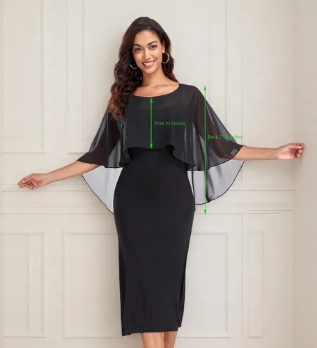 Vista 4 de Sheer Shawls and Wraps for Evening Dresses Chiffon Capes for Women Negro