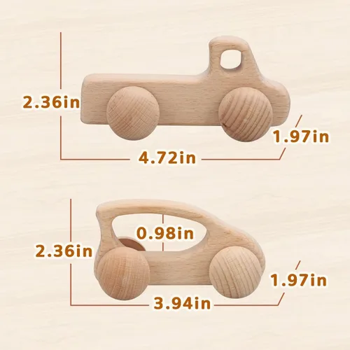 Vista 4 de TOY Life Juego de juguetes de madera con 2 autos de madera para bebés, 8 rompecabezas de madera de animales para niños pequeños