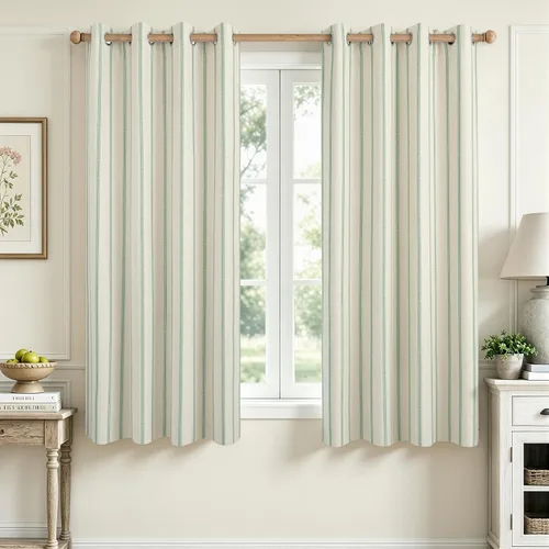 Vista 37 de DriftAway, cortinas de mezcla de lino estilo granja 100% opacas de 63 pulgadas de largo para dormitorio, cortinas de lino con rayas verticales