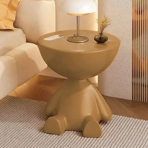 Vista 15 de Mesa auxiliar, mesa auxiliar moderna, mesa de sofá, mesa de noche con base abstracta para espacios pequeños, mesita de noche, decoración del hogar
