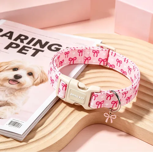 Vista 249 de Aring Pet Collar de algodón, ligero y ajustable, con hebilla de liberación rápida, para perros pequeños, medianos y grandes, para cachorros, S, Hoja