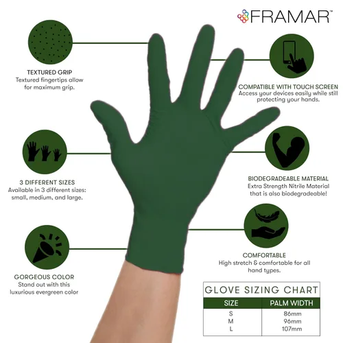 Vista 5 de FRAMAR Cepillo de pelo ventilado profesional - Guantes verdes desechables sin látex