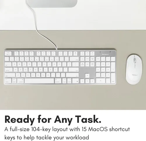 Vista 3 de Macally Teclado USB ultradelgado con cable con teclado numérico para Apple Mac Pro, MacBook Pro/Air, iMac, Mac Mini, computadoras portátiles