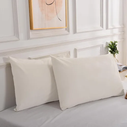 Vista 8 de NEXHOME PRO Juego de 2 fundas de almohada estándar 100% algodón orgánico, cierre de sobre, tacto de lino texturizado natural, suave y duradero