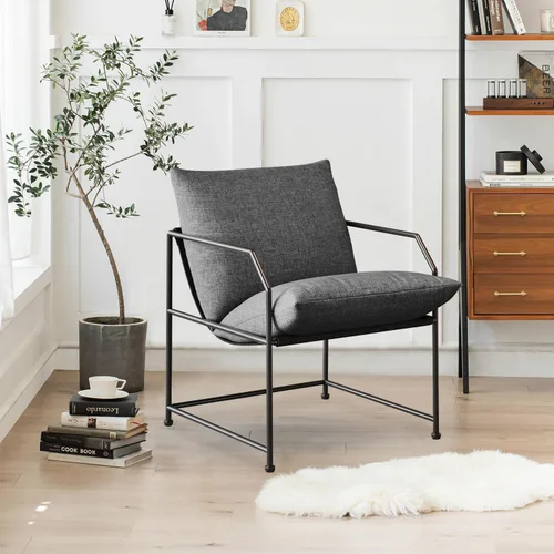 Vista 8 de Silla de acento para sala de estar, sillas cómodas de lectura para dormitorio, silla de salón tapizada, silla de brazo moderna de mediados de siglo