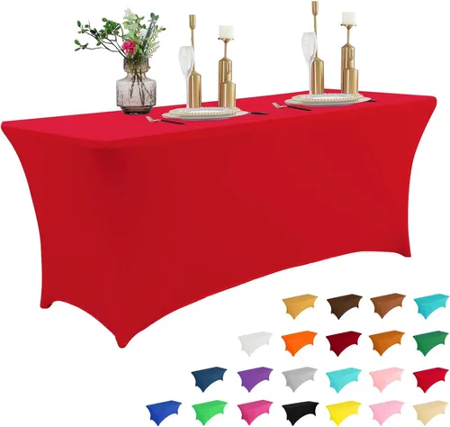 Vista 39 de IVAPUPU - Mantel de elastano para mesas rectangulares, ajustado, elástico, lavable, protector de mesa para eventos, fiestas, bodas, cócteles, Negro