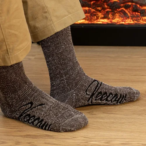Vista 5 de KEECOW Calcetines de lana merina para hombre y mujer, térmicos, cálidos, de invierno, acolchados, para senderismo, de trabajo, para correr, 3 pares