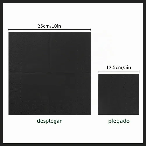Vista 2 de 100 paquetes de servilletas de cóctel de 2 capas, servilletas de postre plegadas de 5 x 5 pulgadas, servilletas desechables para cena, boda Negro
