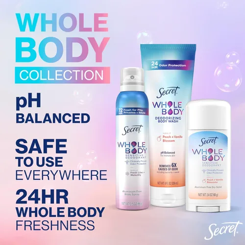 Vista 2 de Secret Desodorante para Todo el Cuerpo en Barra de Secado Rápido + Absorbe el Sudor para Mujeres, Ingredientes Naturalmente Derivados, Aroma