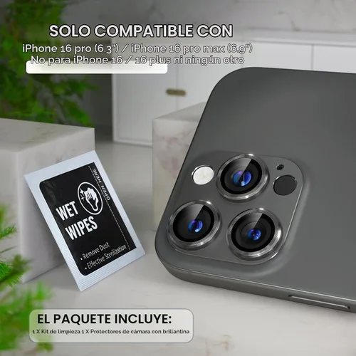 Vista 2 de Choiche Compatible con iPhone 16 Pro/iPhone 16 Pro Max, protector de lente de cámara brillante con protector de pantalla de lente de vidrio templado