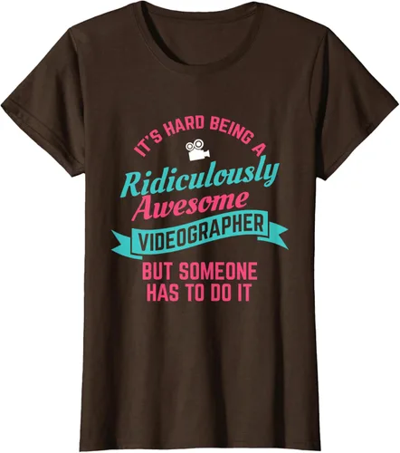 Vista 14 de Camiseta de regalo con videógrafo impresionante y cineasta, Negro, S