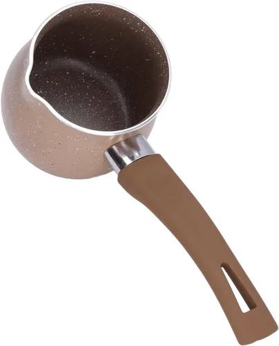 Vista 9 de Sartén de leche antiadherente de 3.1 in, olla de café antiquemaduras de una sola manija, sartén antiadherente, mini olla de leche de cerámica (café)