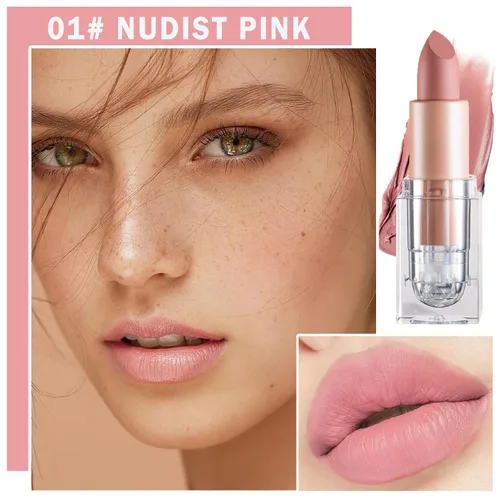 Vista 2 de IONSGAKO Lápiz labial mate nude aterciopelado, brillo de labios, no se decolora, no se pega a la copa, lápiz labial color nude, tinte de labios