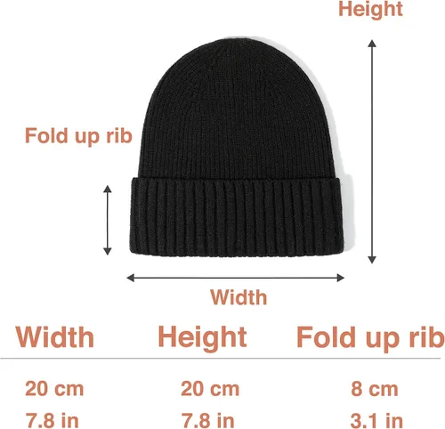Vista 7 de accsa 2 Pack Men Winter Knit Beanie Hats Soft Warm Stretchy Skull Cap Unisex Cuffed Plain Hat for Men