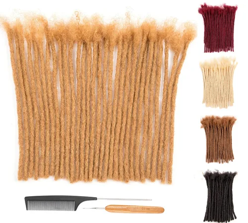 Vista 12 de DAIXI 0.2cm y 0.4cm y 0.6cm y 0.8cm de grosor 4-18 pulgadas 10 hebras extensiones de rastas de cabello humano 100% real para hombres/mujeres