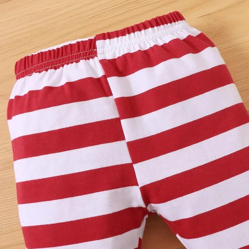 Vista 6 de Trajes de Navidad para bebé niña My 1st Christmas Ruffle Shirt Plaid Stripe Pants Ropa