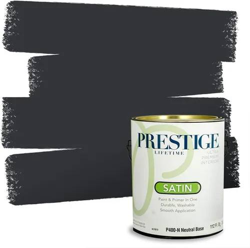 Vista 249 de PRESTIGE Pinturas Pintura Exterior e Imprimación en Uno, 1 Galón, Mate, Combinación Comparable de Sherwin Williams* Black Magic* SW6991-PCM