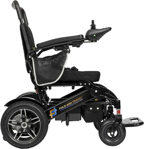 Vista 5 de Silla de ruedas eléctrica plegable ligera Silla de ruedas resistente de alta potencia (negro)