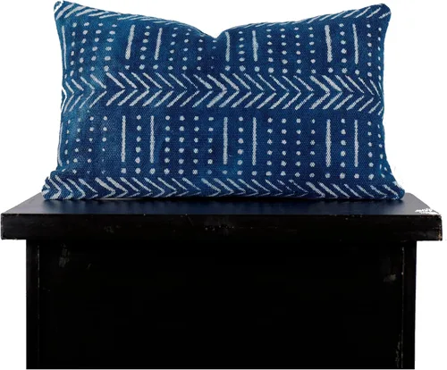Vista 5 de Trade Star Mudcloth - Funda de cojín decorativa para lumbar, 100% algodón, color índigo, estilo granja, funda de almohada gruesa, estilo bohemio