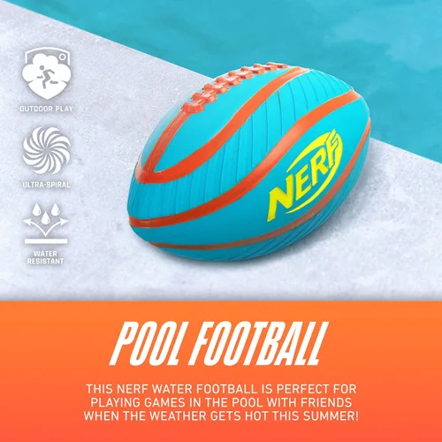 Vista 5 de Nerf Fútbol acuático para piscina y playa – Tidal Toss Pool Football para juegos acuáticos – Juguete perfecto para niños – Bola de agua de agarre