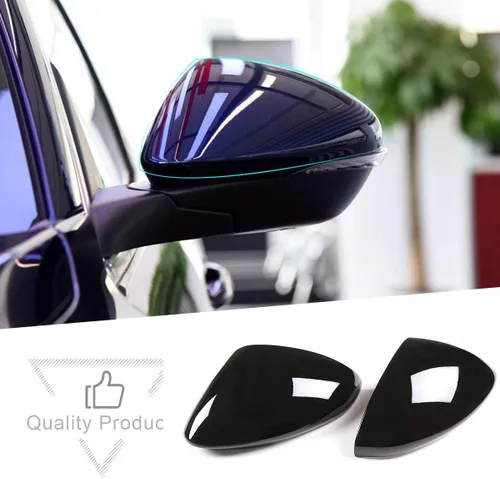 Vista 2 de Cubierta de decoración de tapa de espejo retrovisor exterior ABS para Alfa Romeo Stelvio 2017-2020 (negro)
