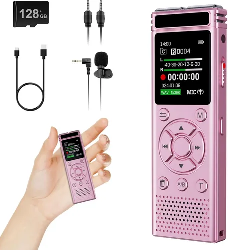Vista 9 de Grabadora de voz digital de 136 GB con reproducción, dispositivo de grabación de audio de 9000 horas, grabadora activada por voz con reducción