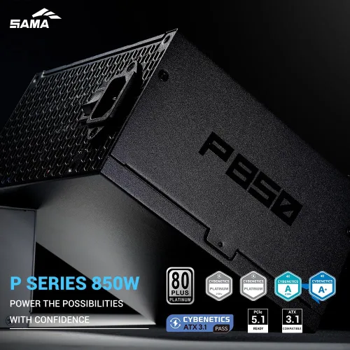Vista 2 de SAMA P850 850W Fuente de alimentación – Compacta totalmente modular ATX 3.1 PSU – PCIe 5.1 y 12V-2x6 GPU Ready – Certificada 80 Plus Platinum