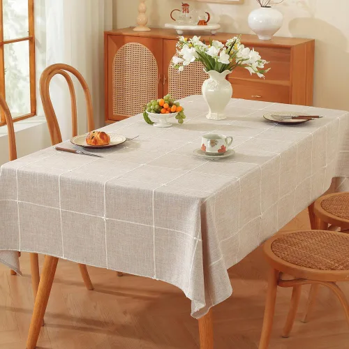 Vista 8 de TruDelve Cotton Square Tablecloths 52x52 Inch Card Table Tablecloth Blue Fabric Farmhouse Tablecloth(Blue,52"x52",Square)